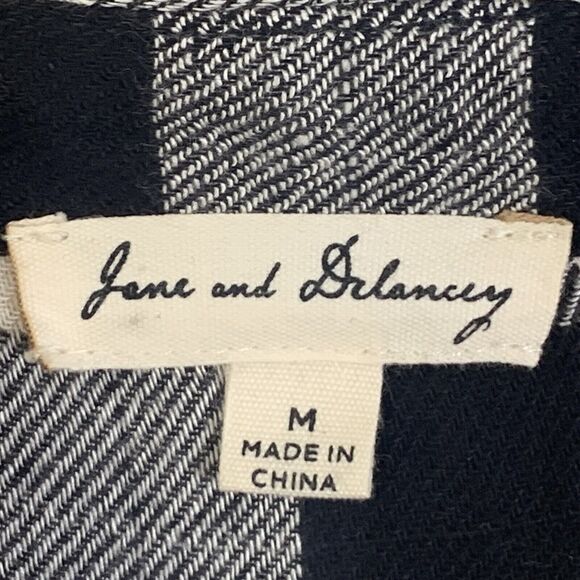 Jane & Delancey B&W Check Rayon Light Flannel Shirt Women M Long Sleeve Soft - Picture 5 of 13